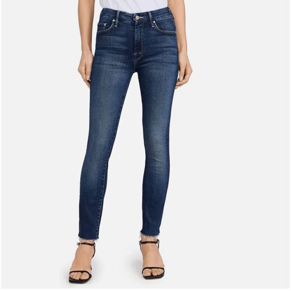 Mother Blue Denim The Looker In Groovin Skinny Ankle Jeans Size 25